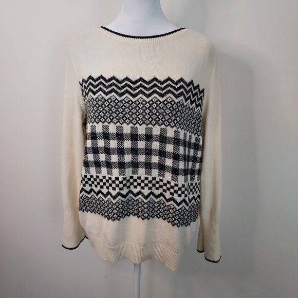 Talbots Wool Blend Modern Fair Isle Shimmer Sweater Size XLP - Picture 5 of 10
